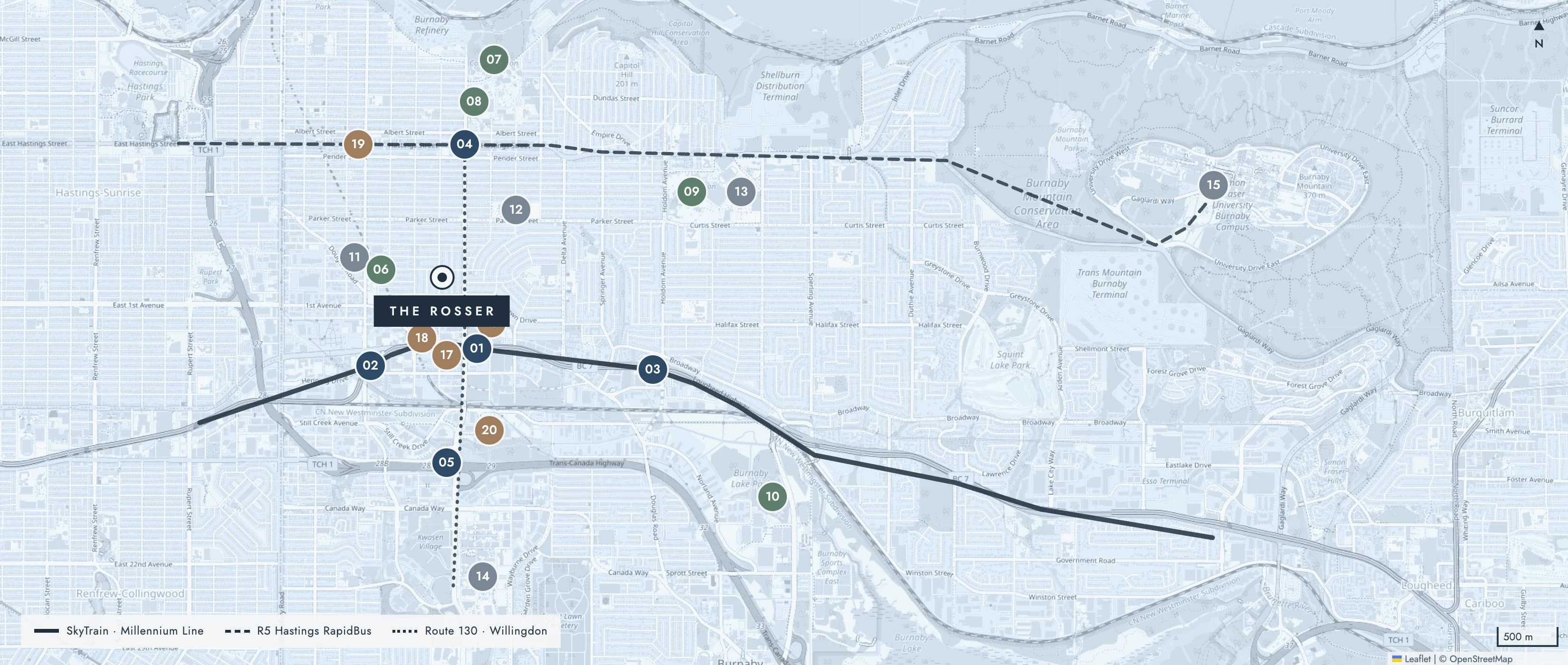 Neighbourhood map around 1458 Rosser Avenue, Burnaby BC